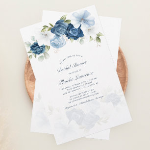Dusty Blue Floral Bridal Shower Invitation Stationery