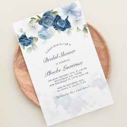 Dusty Blue Floral Bridal Shower Invitation Stationery