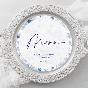 Dusty Blue Floral Bridal Shower Menu