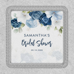 Dusty Blue Floral Bridal Shower Personalized Patch