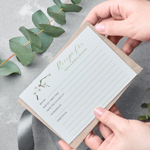 Dusty blue floral bridal shower recipe enclosure card
