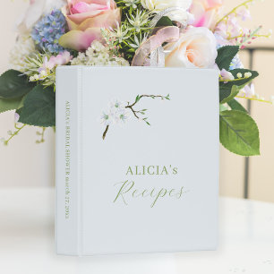 Dusty blue floral bridal shower recipe mini binder