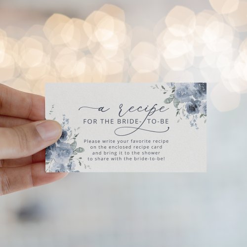 Dusty Blue Floral Bridal Shower Recipe Request Enc Enclosure Card