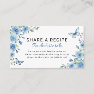 Dusty Blue Floral Bridal Shower Recipe Request Enclosure Card