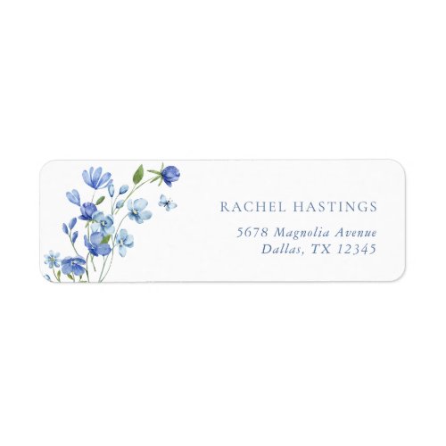 Dusty Blue Floral Bridal Shower Return Address Label