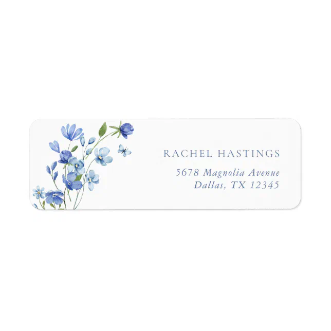 Dusty Blue Floral Bridal Shower Return Address Label | Zazzle