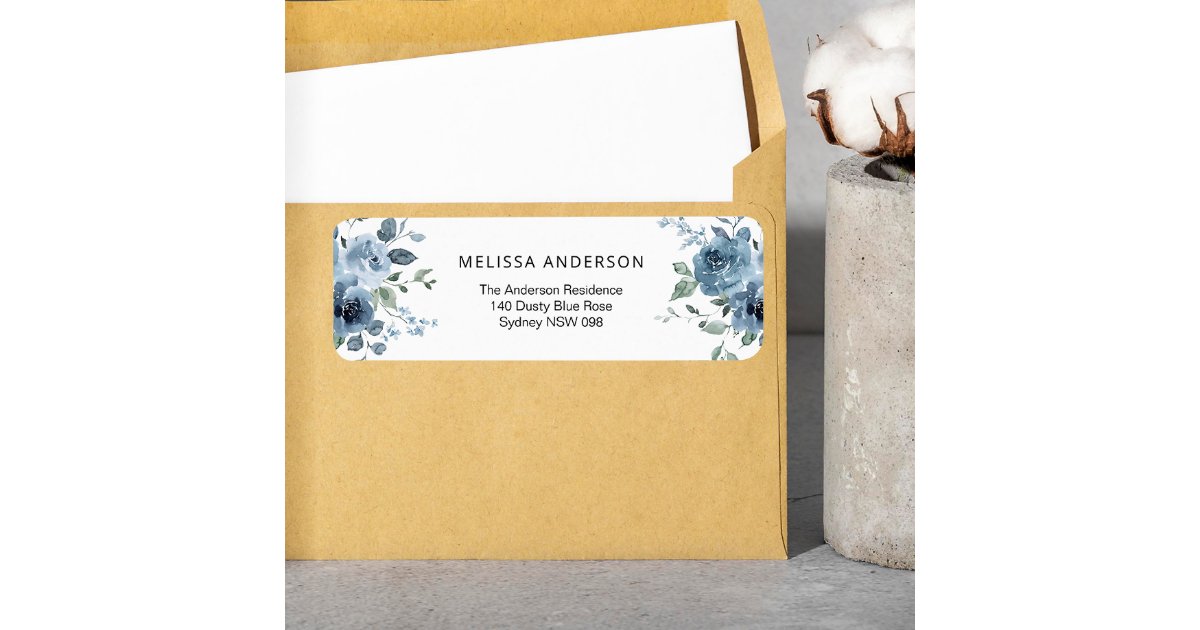 Dusty Blue Floral Bridal Shower Return Address Label | Zazzle