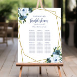 Dusty Blue Floral Bridal Shower Seating Chart  Foam Board<br><div class="desc">This elegant bridal shower suite features a dusty blue floral bouquet set within a modern gold geometric frame. This suite includes enclosure cards, signs, and personalized party supplies like napkins. If you need assistance with personalization, including color or wording changes, or if you notice a missing item, please don't hesitate...</div>