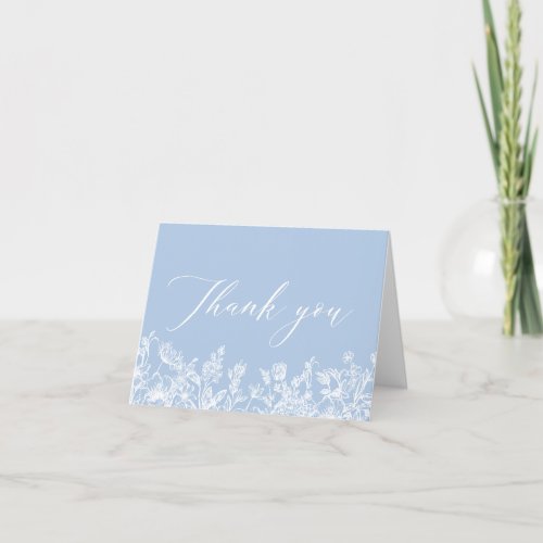 Dusty Blue Floral Bridal Shower Thank You Card