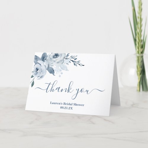 Dusty Blue Floral bridal shower Thank You Card