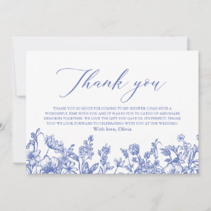 Dusty Blue Floral Bridal Shower Thank you Card