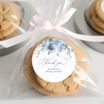 Dusty Blue Floral Bridal Shower Thank You Classic Round Sticker<br><div class="desc">Dusty Blue Floral Bridal Shower Thank You Classic Round Sticker.  See full collection here: https://www.zazzle.com/collections/elegant_dusty_blue_floral_bouquet-119743866163758178</div>