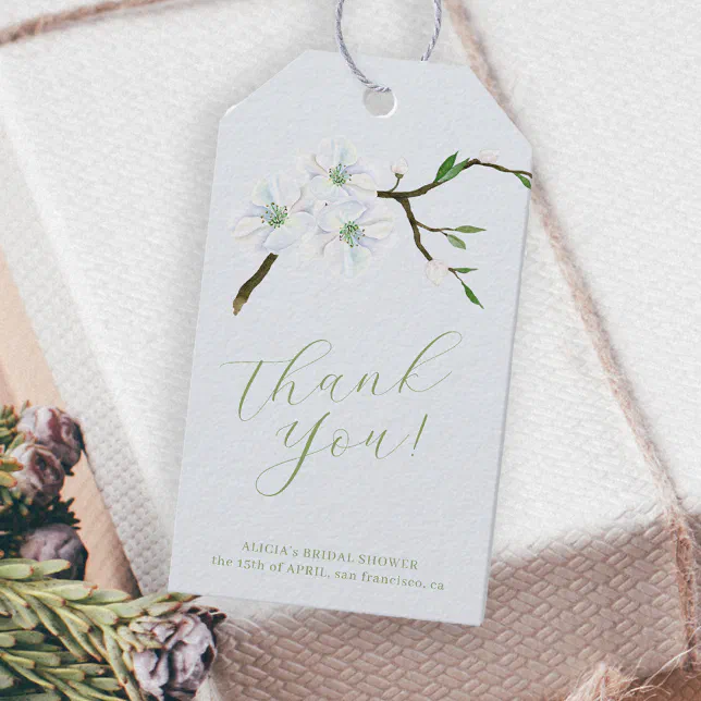Dusty blue floral bridal shower thank you favor gift tags | Zazzle