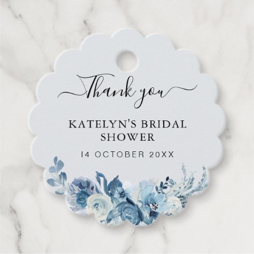 dusty blue floral bridal shower thank you  favor tags