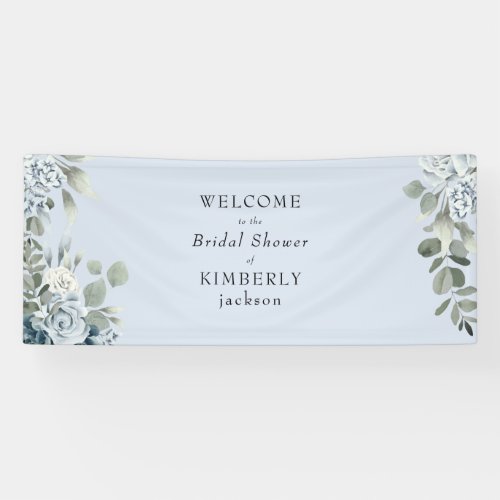 Dusty Blue Floral Bridal Shower Welcome  Banner