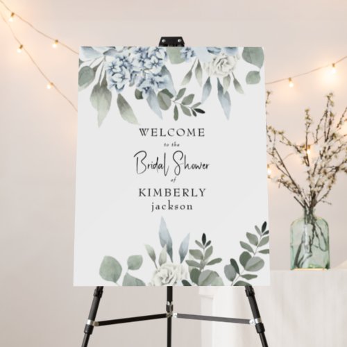 Dusty Blue Floral Bridal Shower Welcome II Foam Board