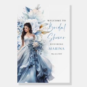 Dusty Blue Floral Bridal Shower Welcome Poster