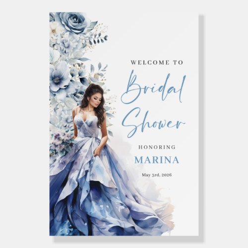 Dusty Blue Floral Bridal Shower Welcome Poster