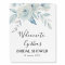 dusty blue floral bridal shower welcome sign