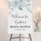 dusty blue floral bridal shower welcome sign