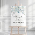 dusty blue floral bridal shower welcome sign<br><div class="desc">simple script and light dusty blue flowers bridal shower welcome sign. The text and colors on this sign poster can be edited.</div>
