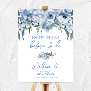 Dusty Blue Floral Bridal Shower Welcome Sign