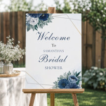 Dusty Blue Floral Bridal Shower welcome sign