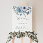 Dusty blue floral bridal shower welcome sign<br><div class="desc">Dusty blue floral bridal shower welcome sign
Matching items available.</div>