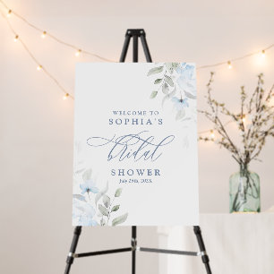 Dusty Blue Floral Bridal Shower Welcome sign