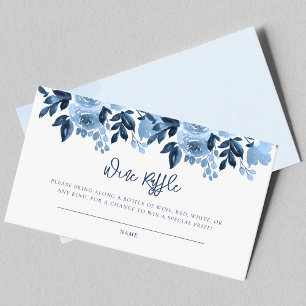 Dusty Blue Floral Bridal Shower Wine Raffle Enclosure Card