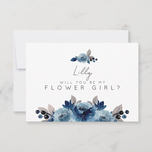 Dusty Blue Floral Bridesmaid Card