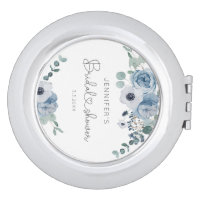 Dusty blue floral bridesmaid gift compact mirror