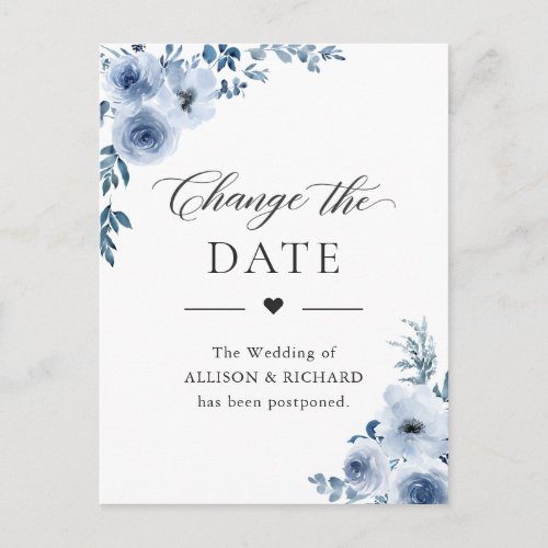 Dusty Blue Floral Change the Date Event Postponed Postcard - Event Postponed Announcement Template - Dusty Blue Bohemian Floral Change of Date Postcard.
(1) For further customization, please click the "customize further" link and use our design tool to modify this template.
(2) If you need help or matching items, please contact me.