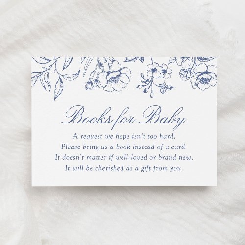 Dusty Blue Floral Chinoiserie Books for Baby Enclosure Card