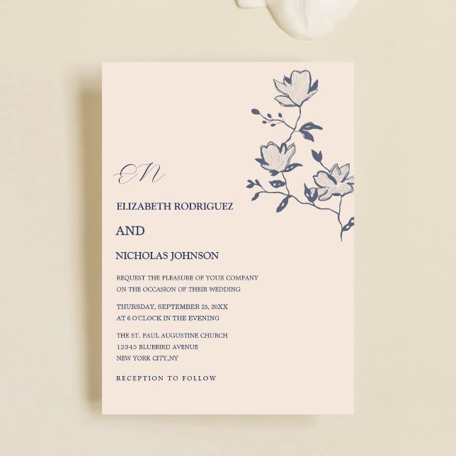 dusty blue floral classy unique wedding  invitation (Creator Uploaded)