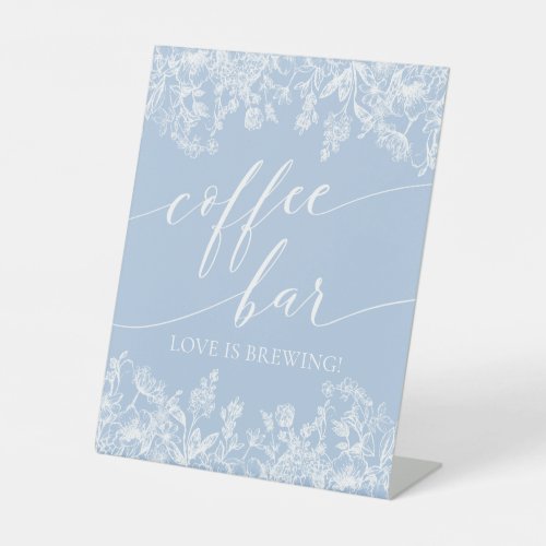 Dusty Blue Floral Coffee Bar Love is Brewing Sign