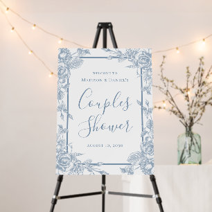 Dusty Blue Floral Couples Shower Foam Board