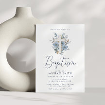 dusty blue floral cross baptism