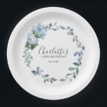 Dusty Blue Floral Custom 18th Birthday Custom Paper Plates<br><div class="desc">Very elegant paper plates for a 18th birthday party. A floral wreath features dusty blue peony and rose flowers nestled in blue eucalyptus leaves. The woman's name is written in a trendy script font. 18th Birthday and date follow. This 18th Birthday can cooler is part of the 18th Birthday Dusty...</div>