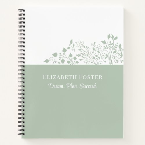 Dusty Blue Floral Customizable Notebook