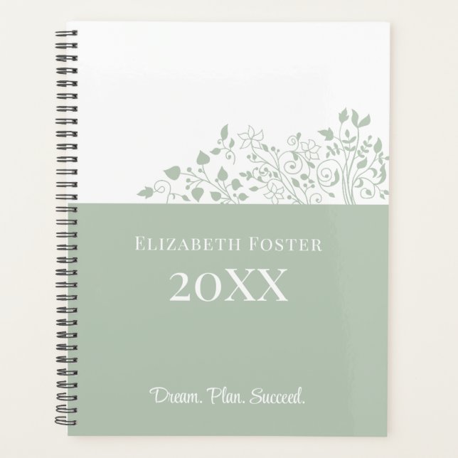 Dusty Blue Floral Customizable Planner (Front)