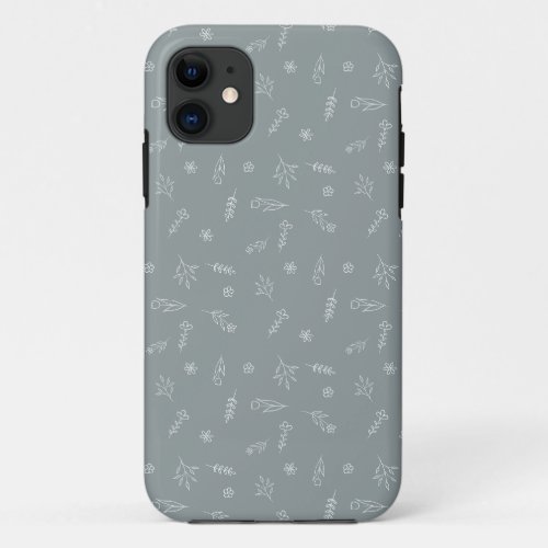 Dusty Blue Floral Design iPhone 11 Case