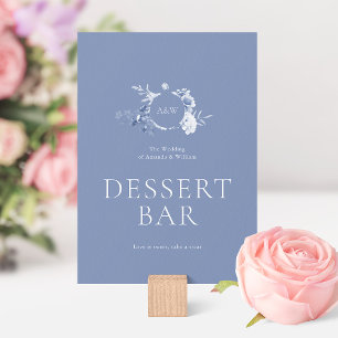 Dusty Blue Floral Dessert Bar Sign Invitation
