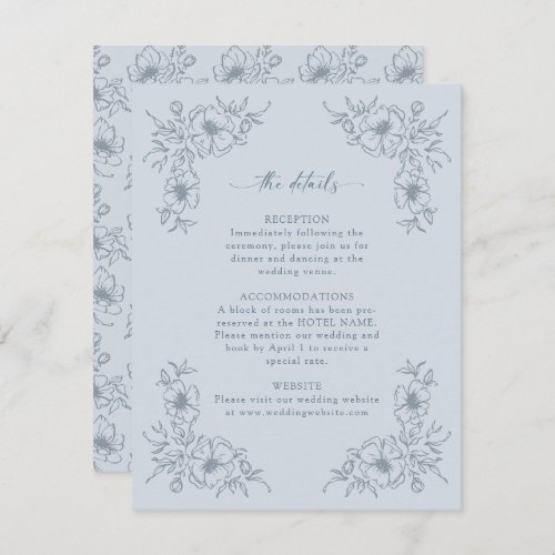 Dusty Blue Floral Details Enclosure Card