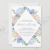 Dusty Blue Floral Diamond Couples Shower Invitation (Front)