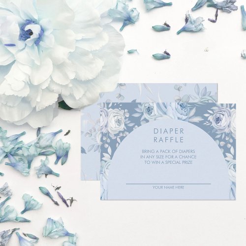 Dusty Blue Floral Diaper Raffle Enclosure Card