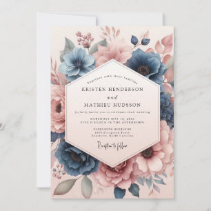 Dusty Blue Floral Dream Wedding Invitation