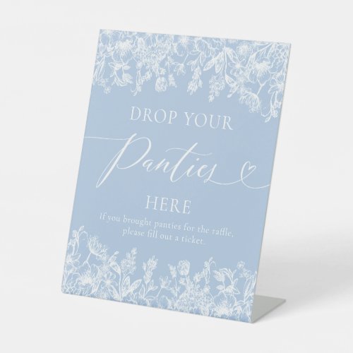 Dusty Blue Floral Drop Your Panties Here Game Sign