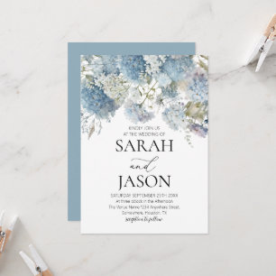 Dusty Blue Floral Elegant Garden wedding Invitation