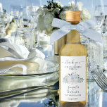Dusty Blue Floral Elegant Wedding Thank You Mini Wine Label<br><div class="desc">These beautiful miniature wine labels are perfect as wedding favors, or for thanking members of your bridal party. The rustic boho chic design features a cluster of hand painted watercolor roses and blossoms in shades of dusty blue. The text uses a hand written script font and reads Thank You for...</div>